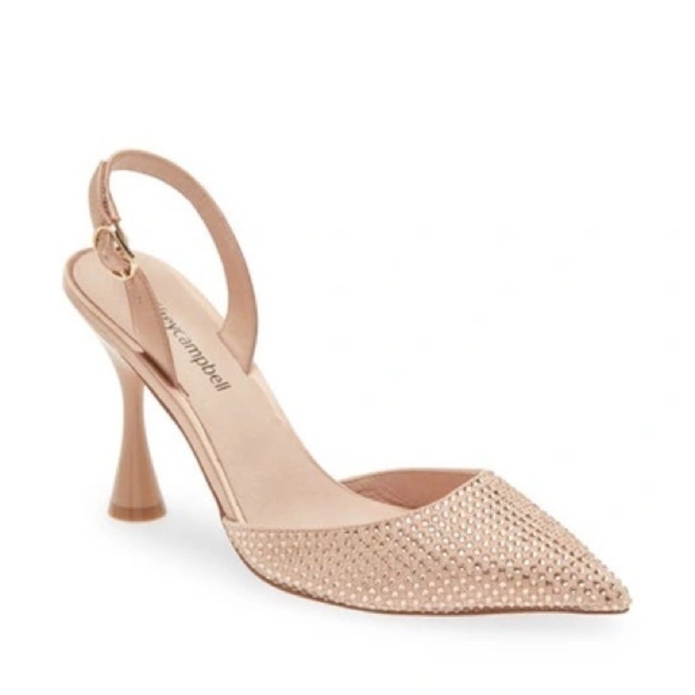 Jeffrey Campbell Zivote Slingback Pump Heels Light Pink Rose Satin Size 9.5